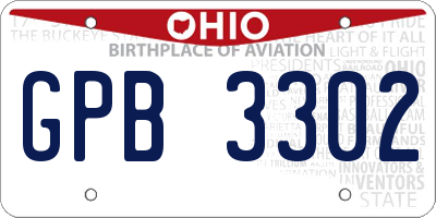 OH license plate GPB3302