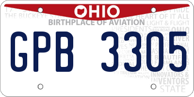 OH license plate GPB3305