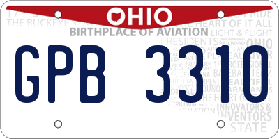 OH license plate GPB3310