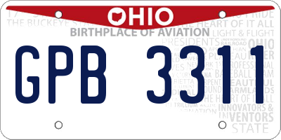 OH license plate GPB3311