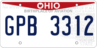 OH license plate GPB3312