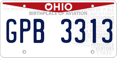 OH license plate GPB3313