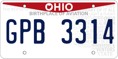 OH license plate GPB3314