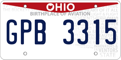 OH license plate GPB3315