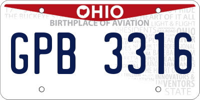 OH license plate GPB3316