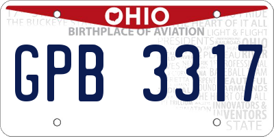 OH license plate GPB3317