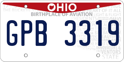 OH license plate GPB3319