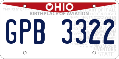 OH license plate GPB3322