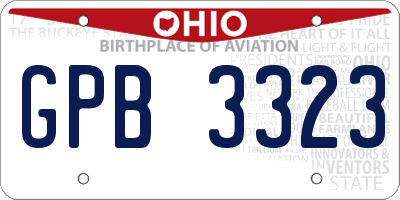 OH license plate GPB3323