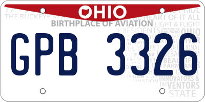 OH license plate GPB3326
