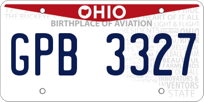 OH license plate GPB3327