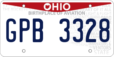 OH license plate GPB3328