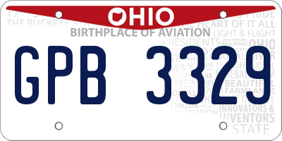 OH license plate GPB3329