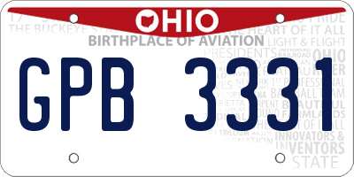 OH license plate GPB3331