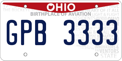 OH license plate GPB3333