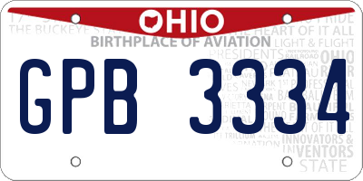 OH license plate GPB3334