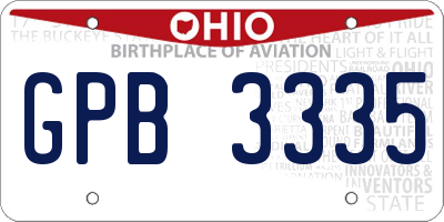 OH license plate GPB3335
