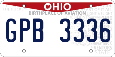 OH license plate GPB3336