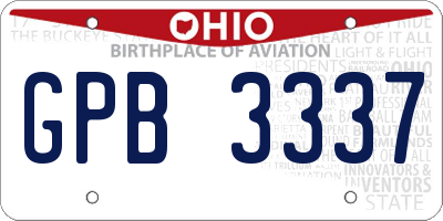 OH license plate GPB3337