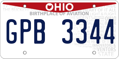 OH license plate GPB3344