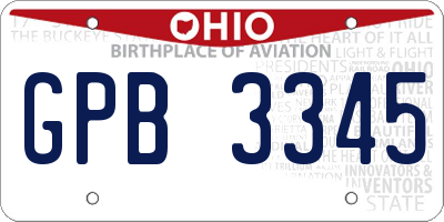 OH license plate GPB3345