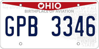 OH license plate GPB3346