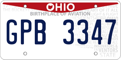 OH license plate GPB3347