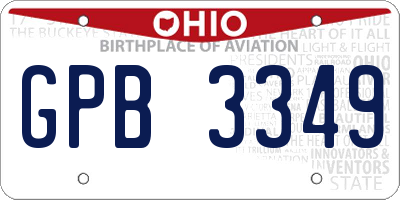 OH license plate GPB3349