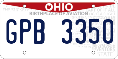 OH license plate GPB3350