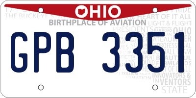 OH license plate GPB3351