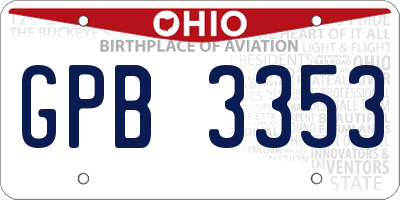 OH license plate GPB3353