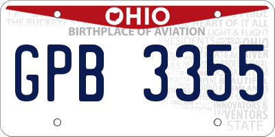 OH license plate GPB3355