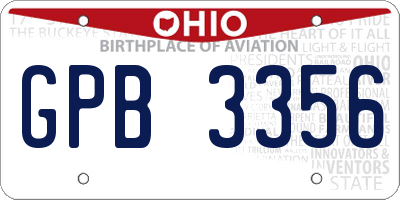 OH license plate GPB3356