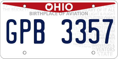 OH license plate GPB3357