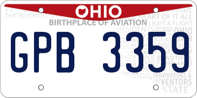 OH license plate GPB3359