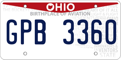 OH license plate GPB3360