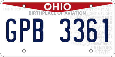 OH license plate GPB3361