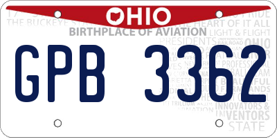 OH license plate GPB3362