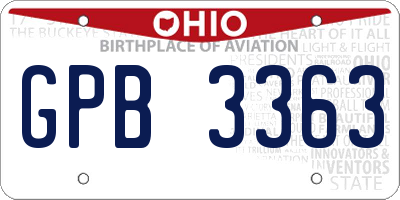 OH license plate GPB3363