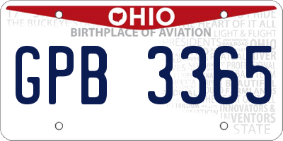 OH license plate GPB3365