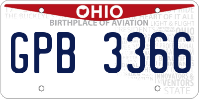 OH license plate GPB3366