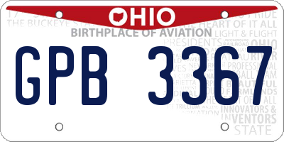 OH license plate GPB3367