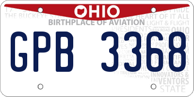 OH license plate GPB3368