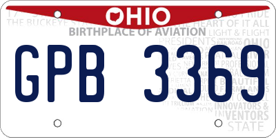 OH license plate GPB3369