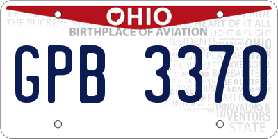 OH license plate GPB3370