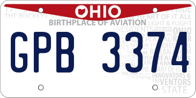 OH license plate GPB3374