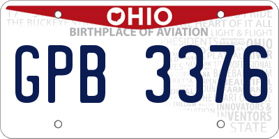 OH license plate GPB3376