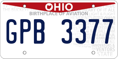 OH license plate GPB3377