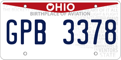OH license plate GPB3378
