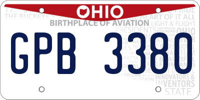 OH license plate GPB3380